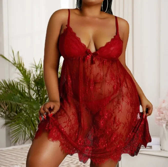 3AAC6A Dorly Sling Lace Perspective Backless Sleepwear