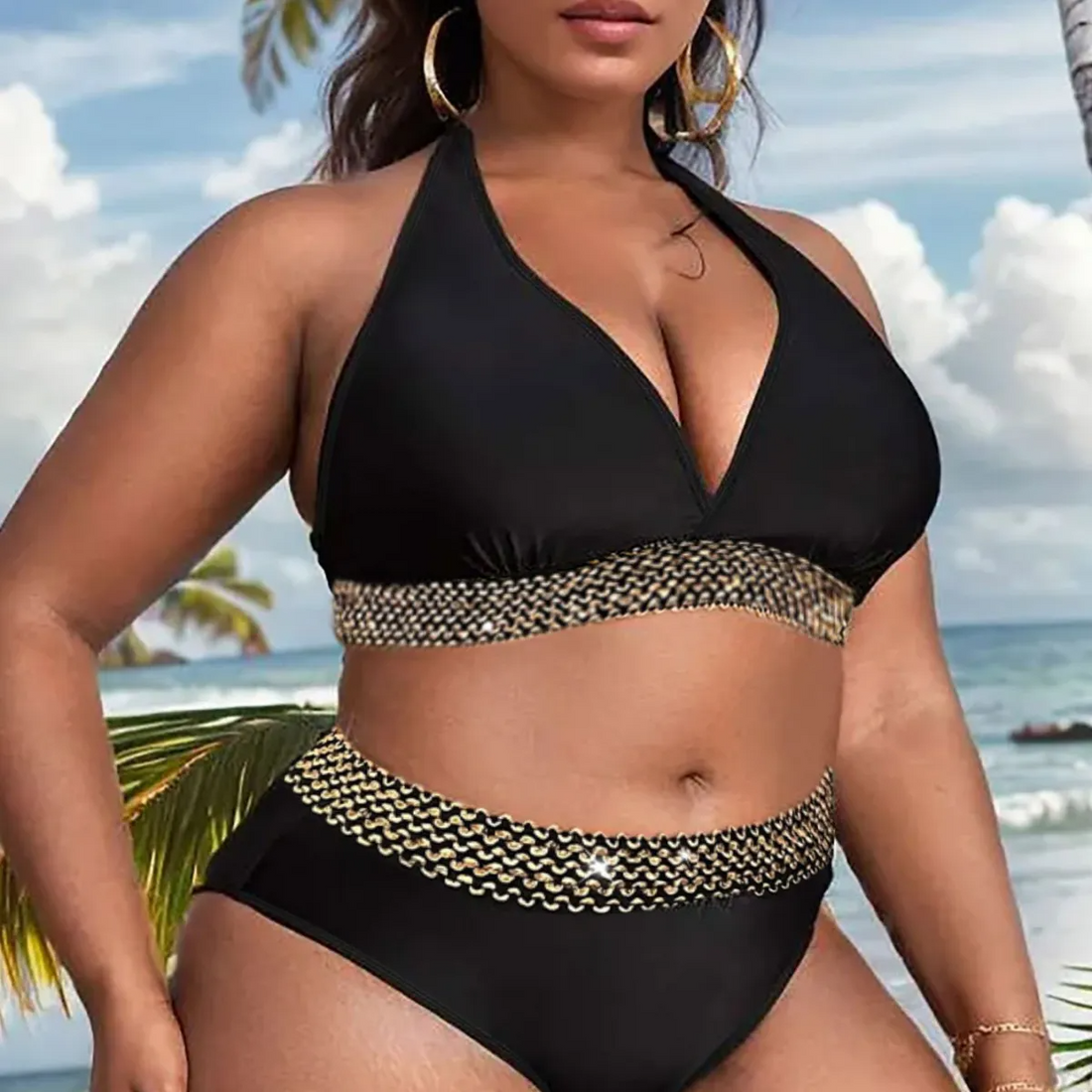 3AB27C Amie Deep Waist Swimsuit